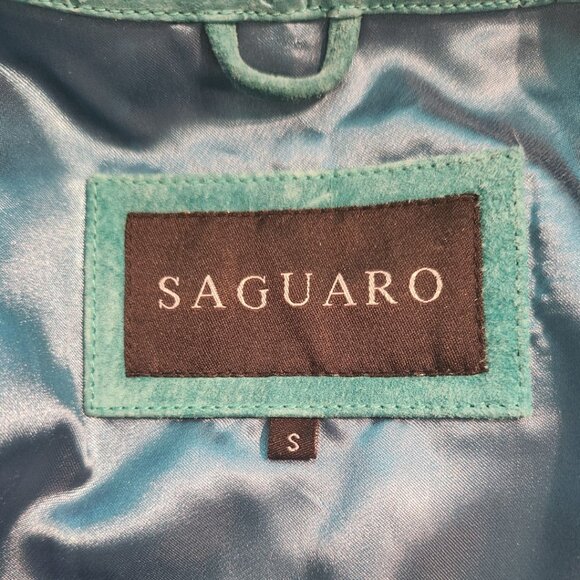 Saguaro Turquoise Laser Cut Suede Leather Jacket Size Small - Picture 10 of 11